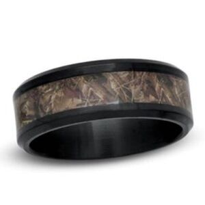 Men’s Stainless Steel Camoflauge Wedding Band